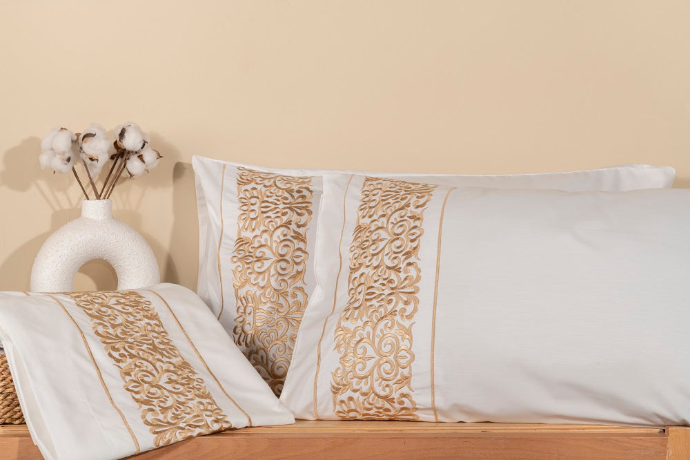 Embroidered cotton bedsheet - 4 pcs