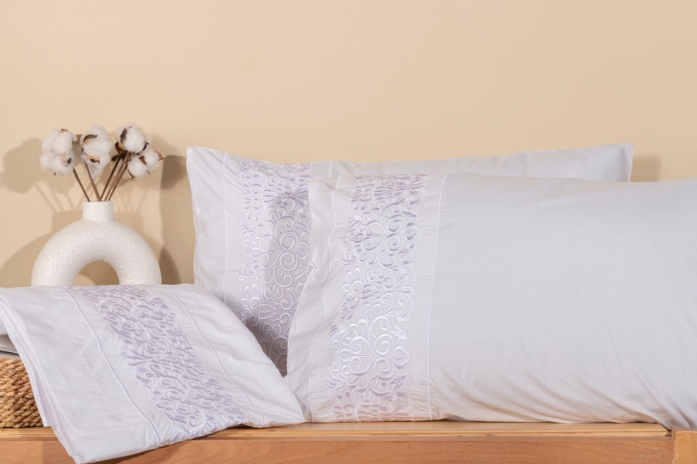 Embroidered cotton bedsheet - 4 pcs