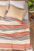 Striped knitted Coverlet