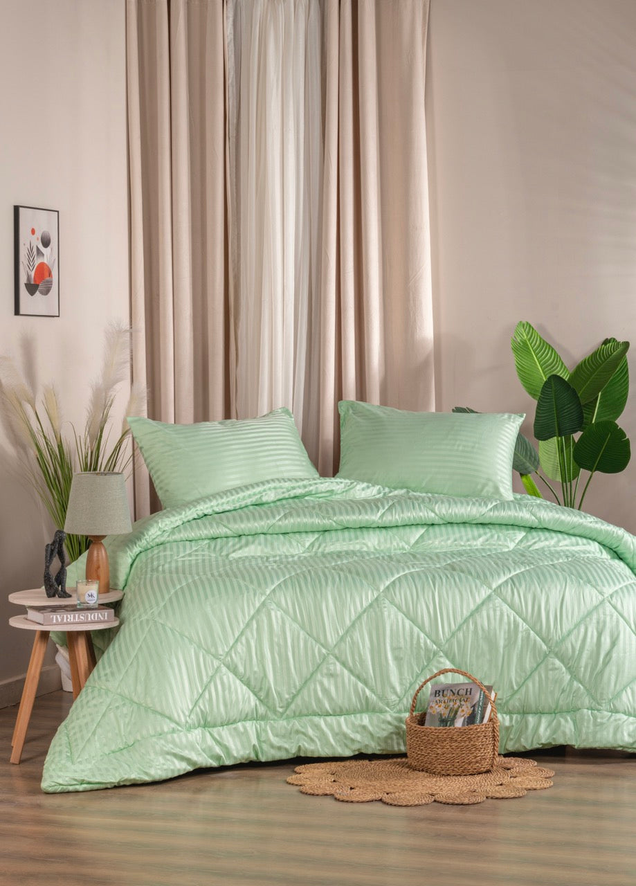 Striped microfiber cotton quilt 3 pcs