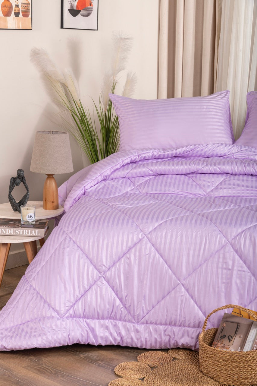 Striped microfiber cotton quilt 3 pcs