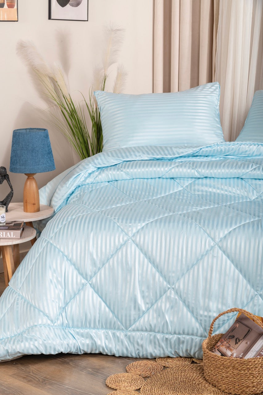 Striped microfiber cotton quilt 3 pcs