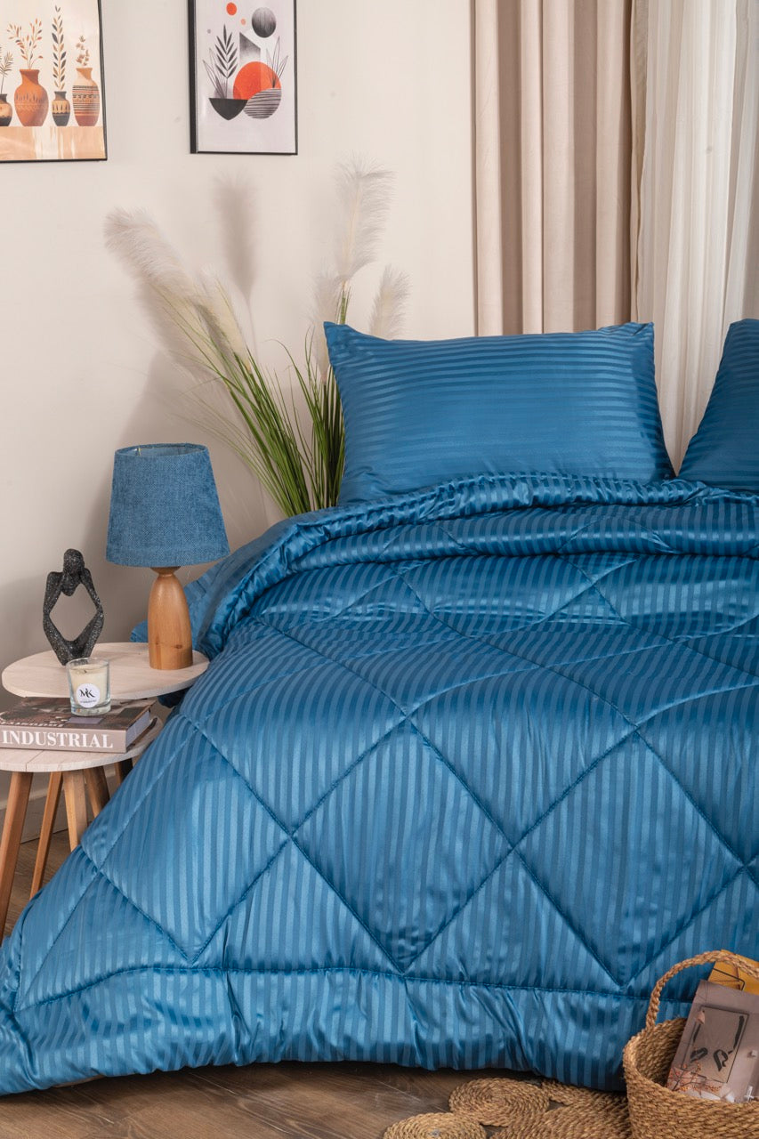 Striped microfiber cotton quilt 3 pcs