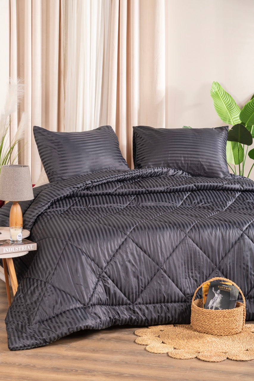 Striped microfiber cotton quilt 3 pcs