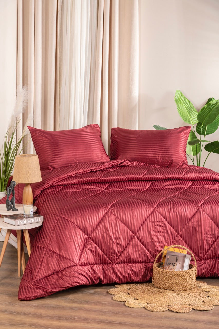 Striped microfiber cotton quilt 3 pcs