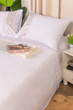 Embroidered cotton bedsheet - 4 pcs