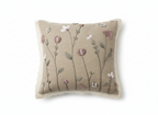 Linen cushion with raised roses