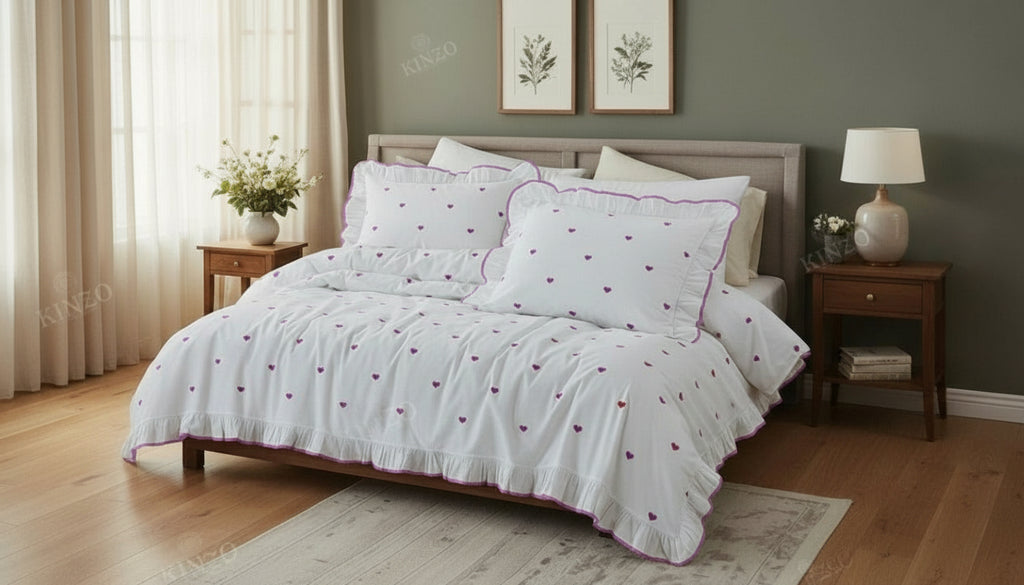 KINZO Hearts Bedsheets - 4 pcs