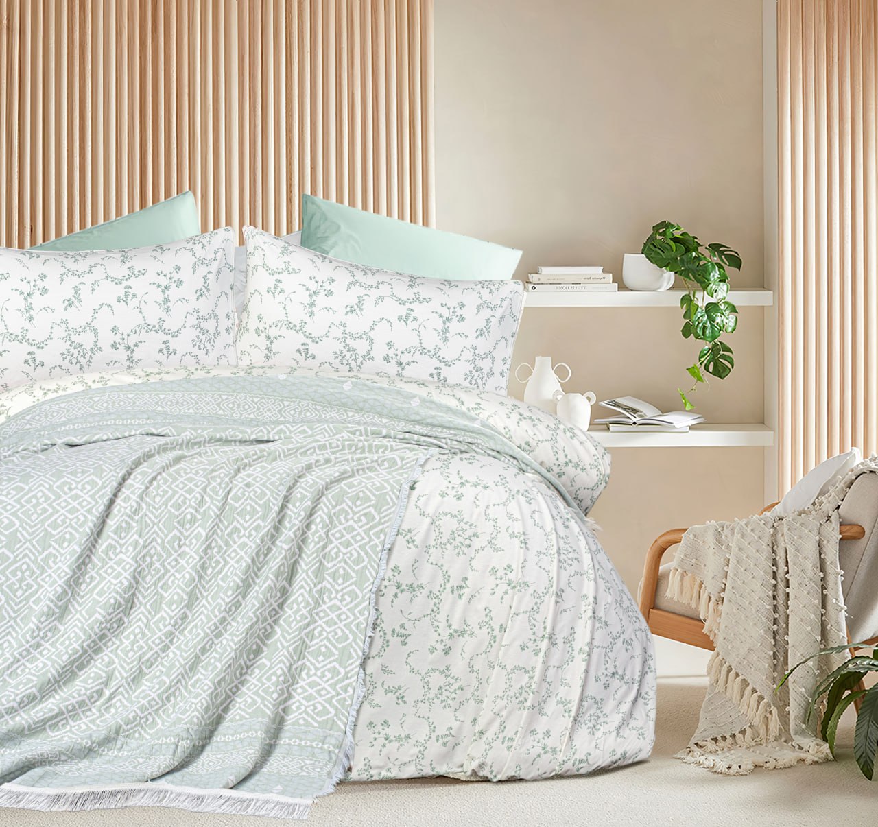 Brando Coverlet & Bedsheet 4 Pcs